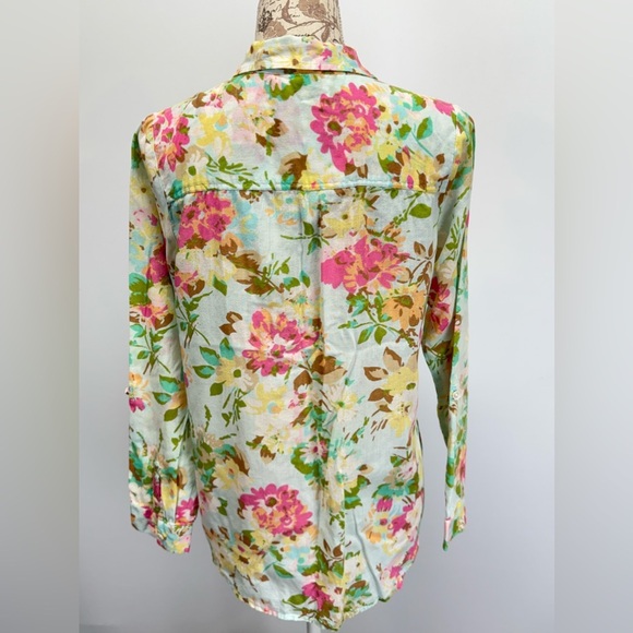 UNCOMMON THREADS J JILL Mint floral print long sleeve button down shirt size XS - Picture 6 of 14